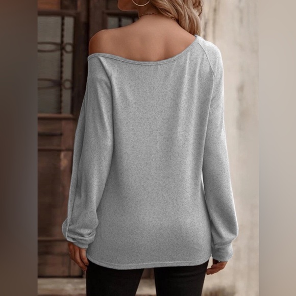 Decorative Button One Shoulder T-Shirt - available in 4 other colors - Picture 8 of 15